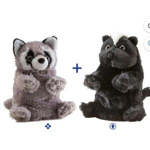 Wild Republic SWITCH-A-ROO Racoon/Skunk Black & Grey Plush 2 In 1
